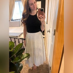 Black Spotted Midi Skirt